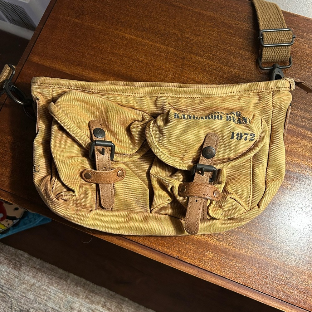Kangaroo Brand 1972 Tan Canvas Messenger Bag